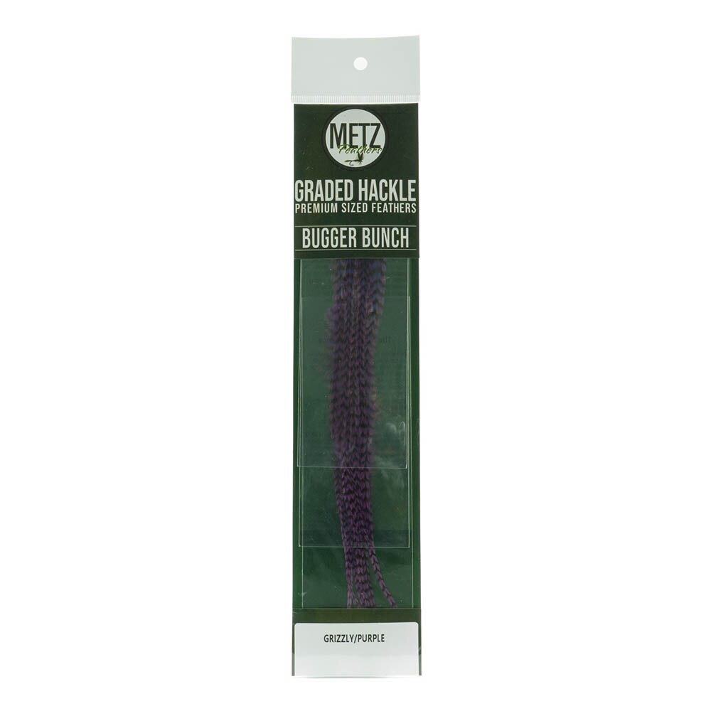 Umpqua / Metz Hackle Bugger Bunch 3 Pack in Grizzly and Purple